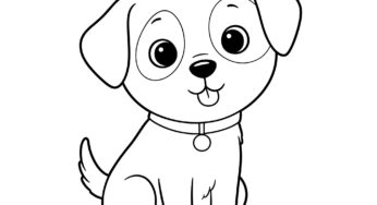 Desenho de cachorro fofo e fácil para colorir e imprimir