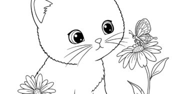 Desenho de Gato Fofo e fácil para colorir e imprimir