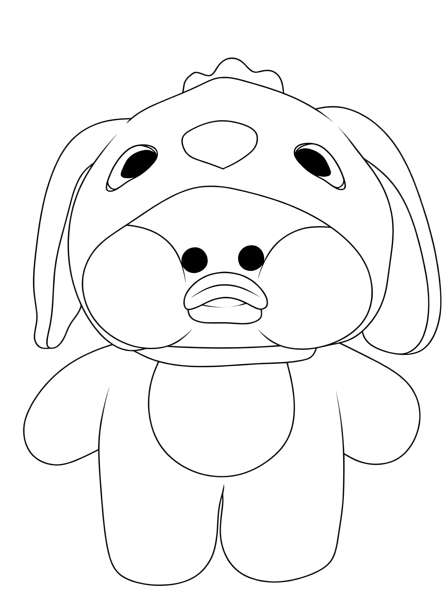 Paper Duck: Modelo Divertido para Colorir com Traços Nítidos Paper Duck para colorir, com cabeça redonda, bochechas volumosas, bico e corpo rechonchudo.